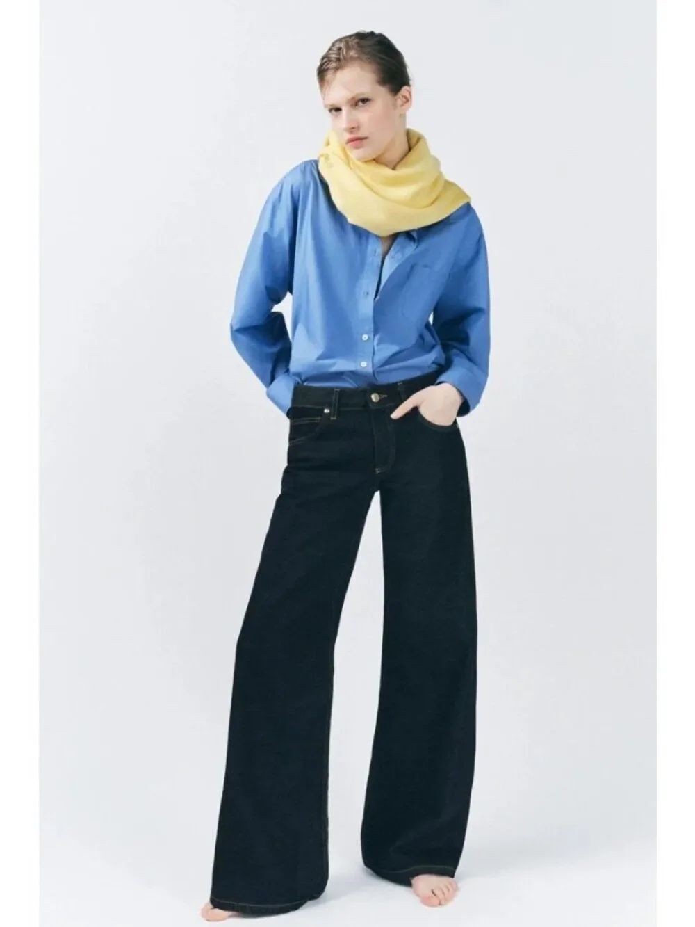 Zara Womens Jeans EU 36 US 4 Blue Low Rise Wide Leg Relaxed Fit 9632/041 NWT